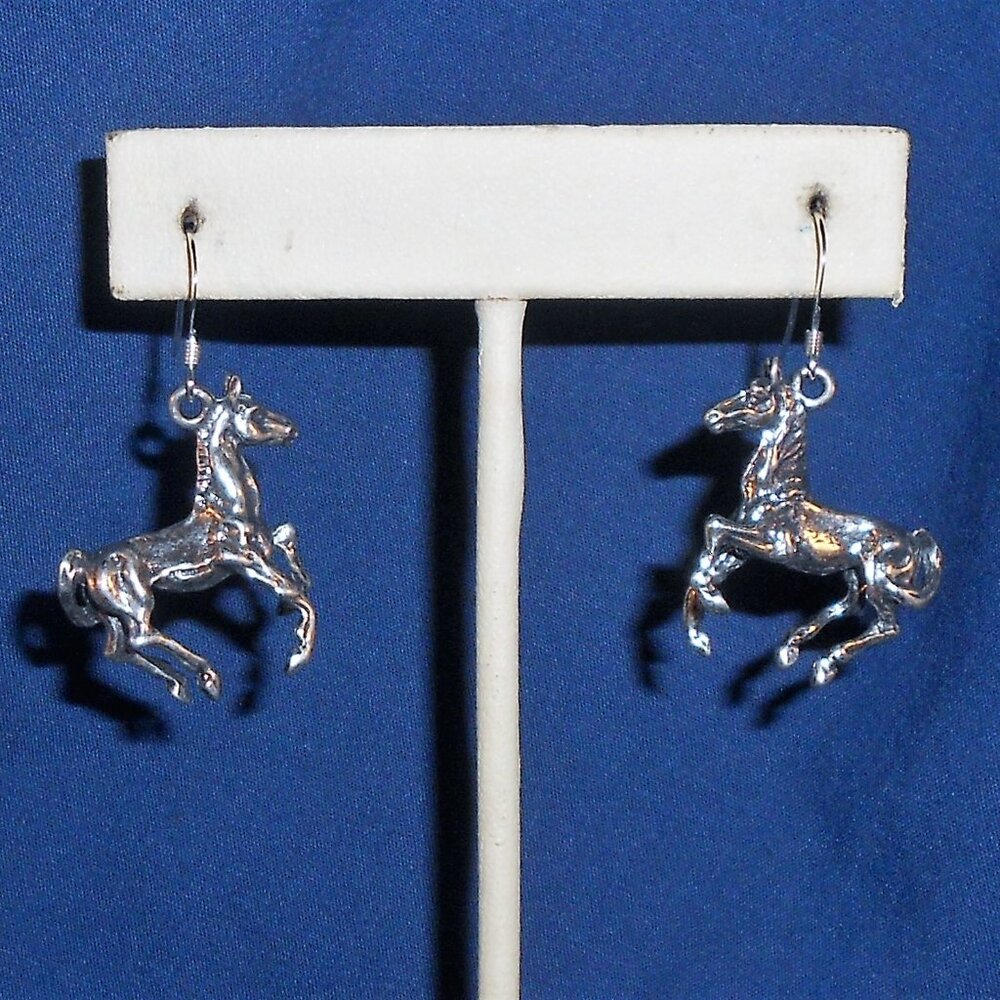 Sterling Silver Horse Earrings Made by Wheeler Manufacturing - Very Detailed